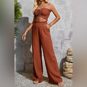 Wide Leg Pants & Tube Top Set Size 4 Tall (S)